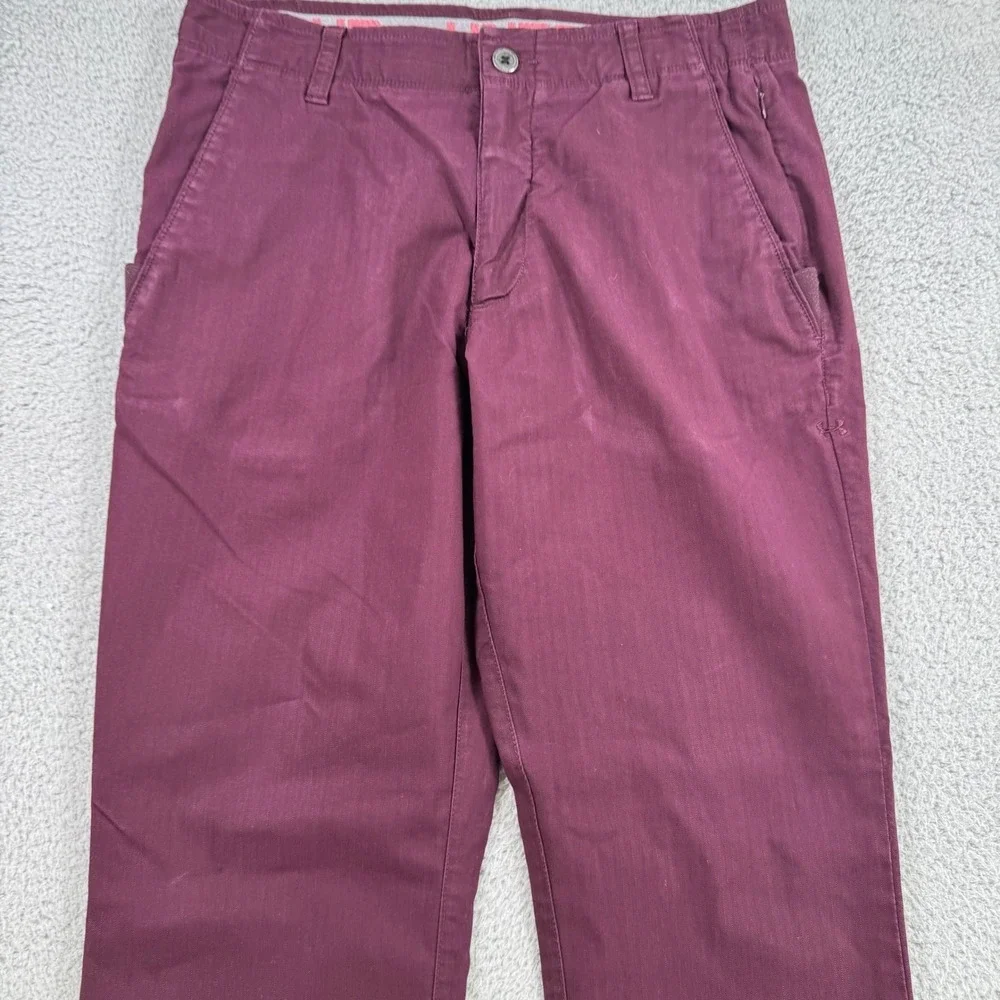Under Armour Mens 34x31 Maroon Herringbone Chino Pants Straight Leg Stretch Golf